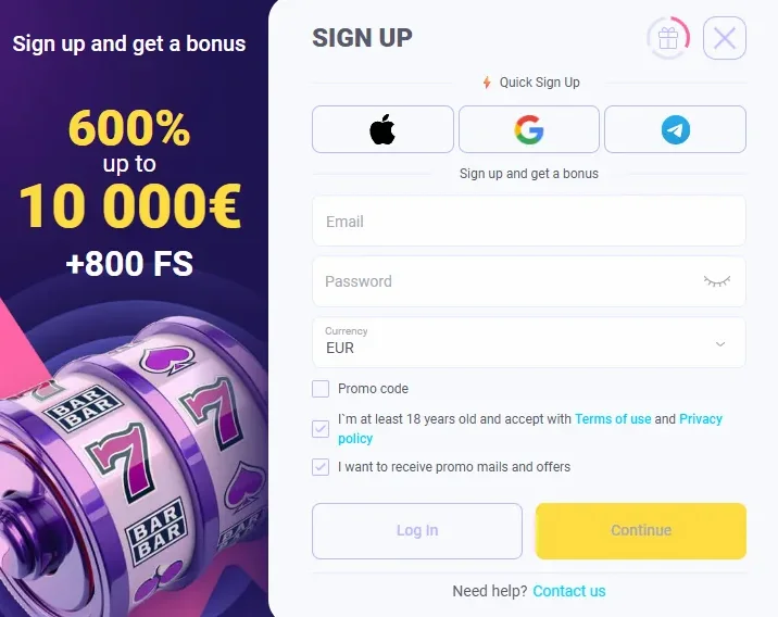 Registratie- en inlogscherm van IgoBet met e-mailadres